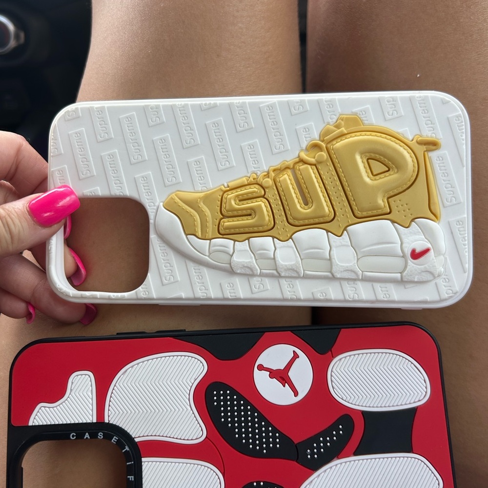Supreme White and Gold iPhone 14 Pro Max Case